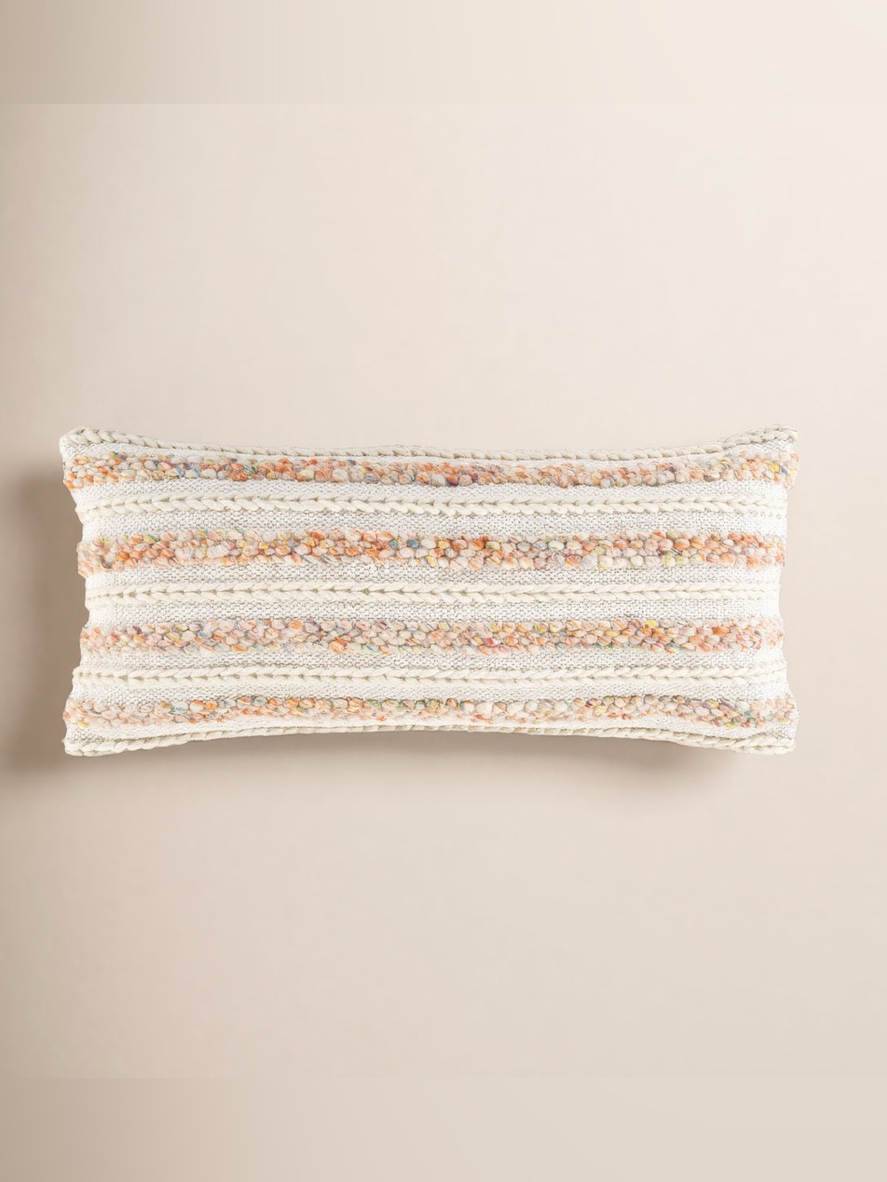 Beautiful Joss & Main Textured Cream and Peach Stripe Decorative Throw Pillow